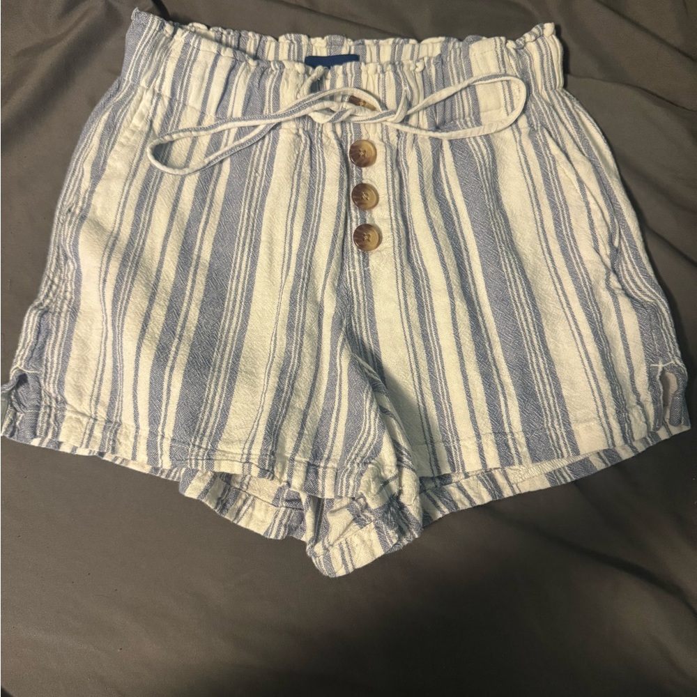 Arizona Jean Company High Waist Blue and White Striped Shorts
